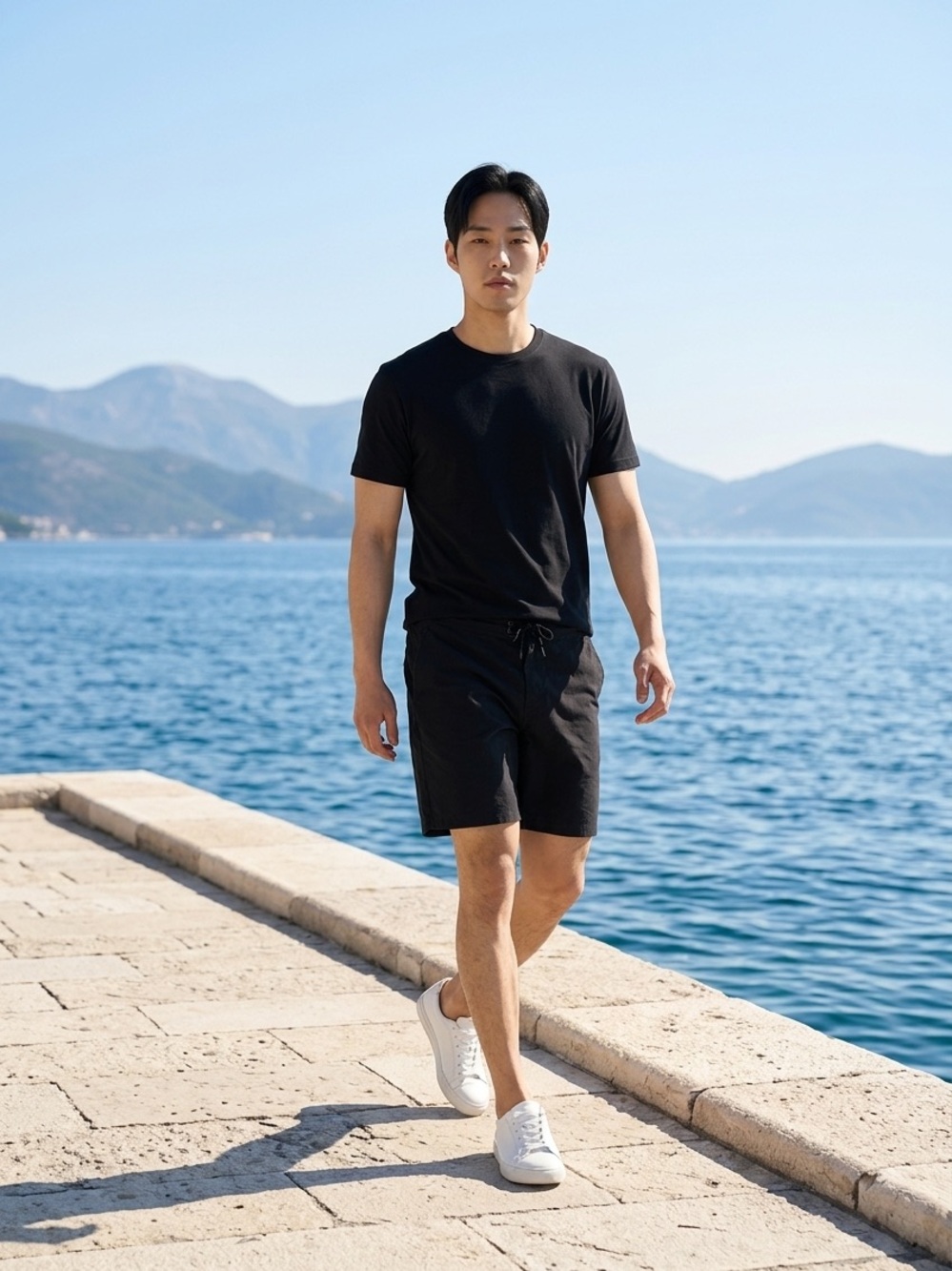 Ten Thousand Men's L Black No Lining Tie Front 2 Pocket Swim Trunks Beach Shorts